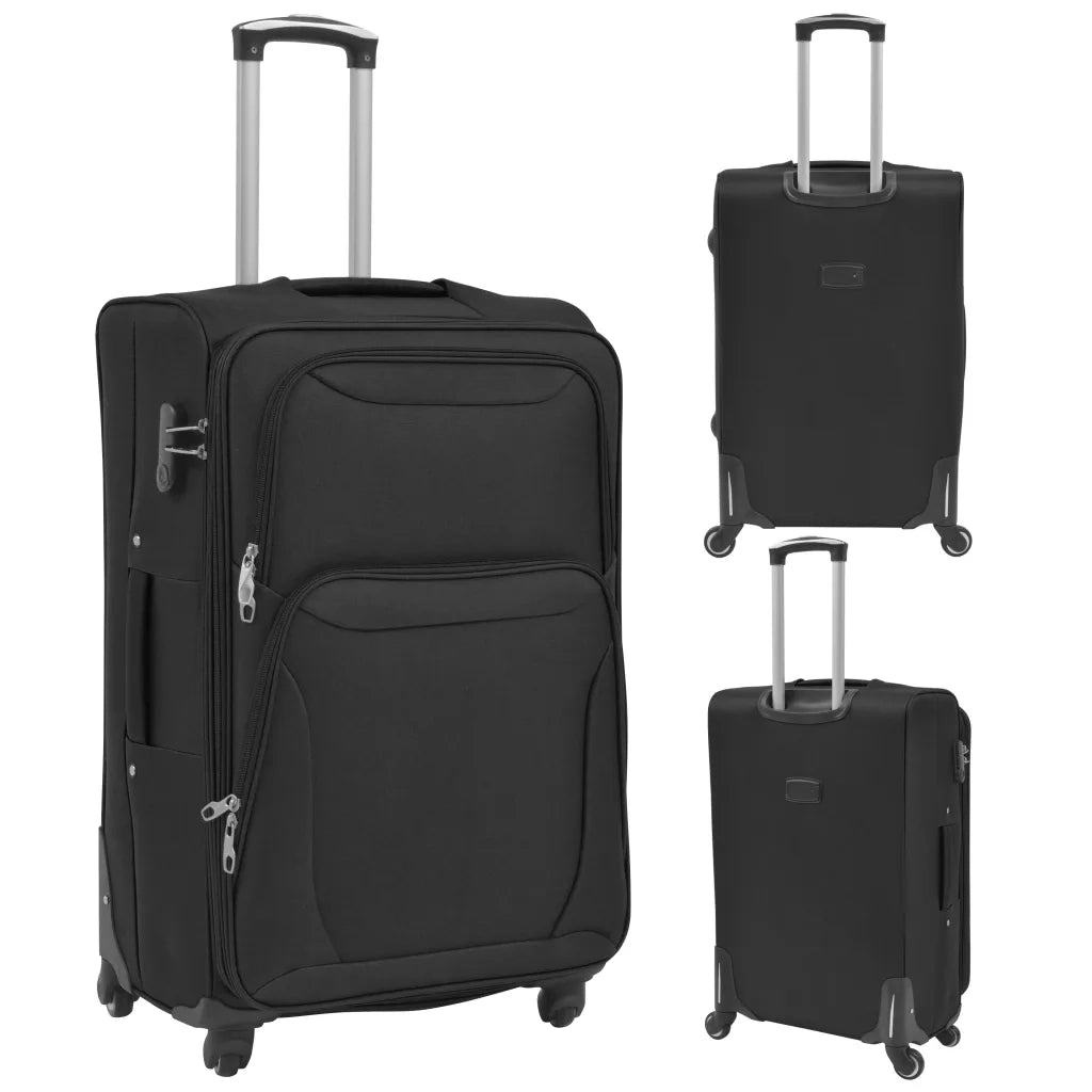 3 pz Set di Valigie Trolley Morbide Nere CFW2137127