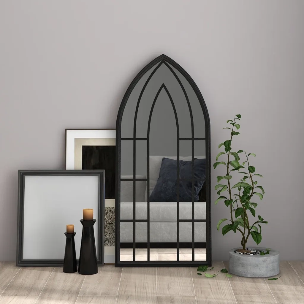 Specchio-Specchio DecorativoNero 100x45 cm Ferro per Uso Interno 429870