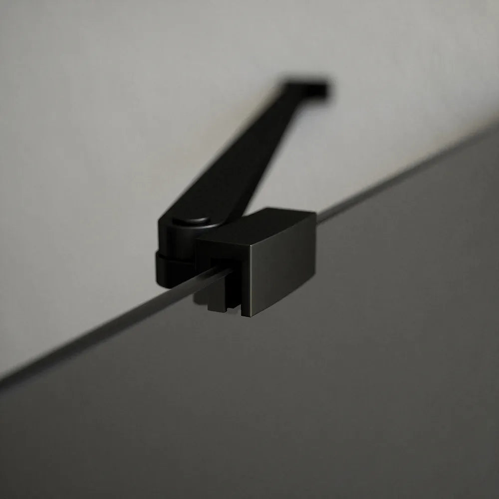 Box doccia 95x70cm con apertura a battente e parete fissa, profili nero opaco e vetro da 6mm fumè h195 | Elba