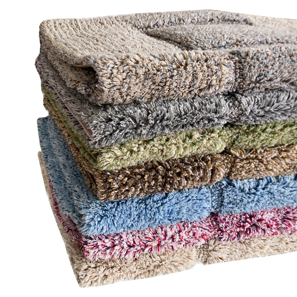 Tappeto Bagno Cotone Shaggy 55x90 Cm Verde Scendiletto Camera Morbido Assorbente Antiscivolo
