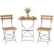 Set Bistrot Giardino ¨C zephmum ¨C 2 Sedie Pieghevoli, Tavolo Quadrato in Legno di Acacia 55x55x71cm, Naturale