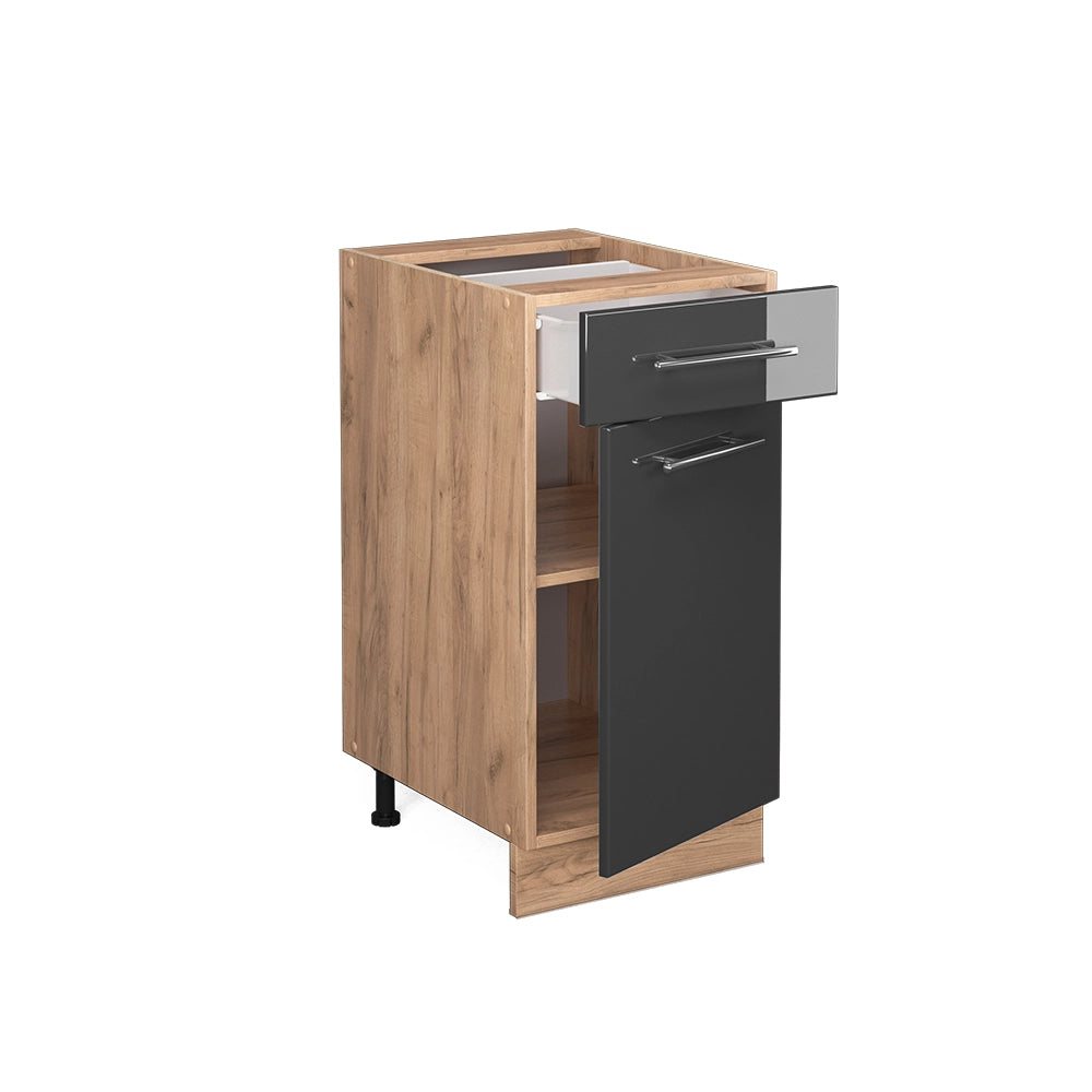 Mobiletto base per cucina Fame-Line Antracite lucido/Rovere dorato 40 cm, PL Antracite Vicco