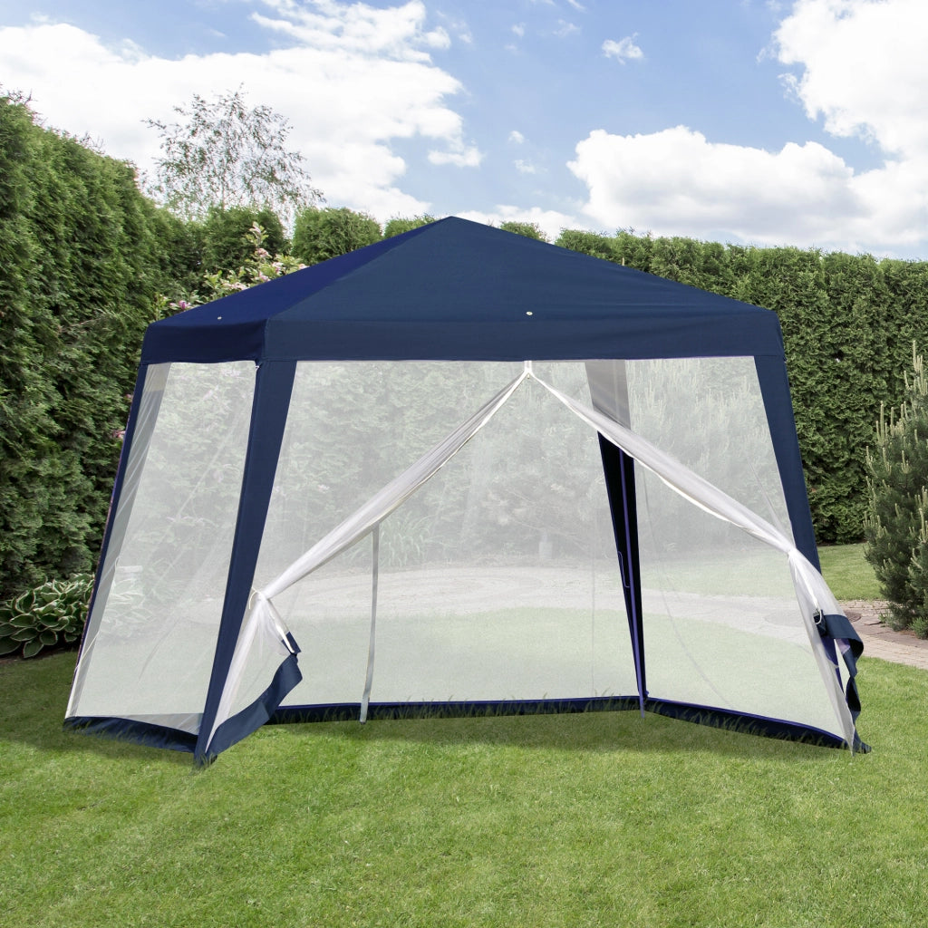 Gazebo da Giardino 3x3 m con 4 Pannelli Laterali Zanzariera Impermeabile Protezione UV ¨C Xylo ¨C Blu