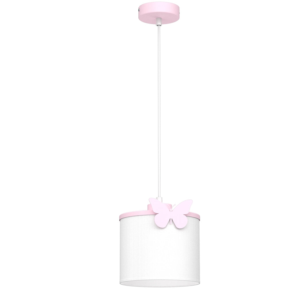 Lampada a sospensione Sweet bianca farfalla rosa E27 15W