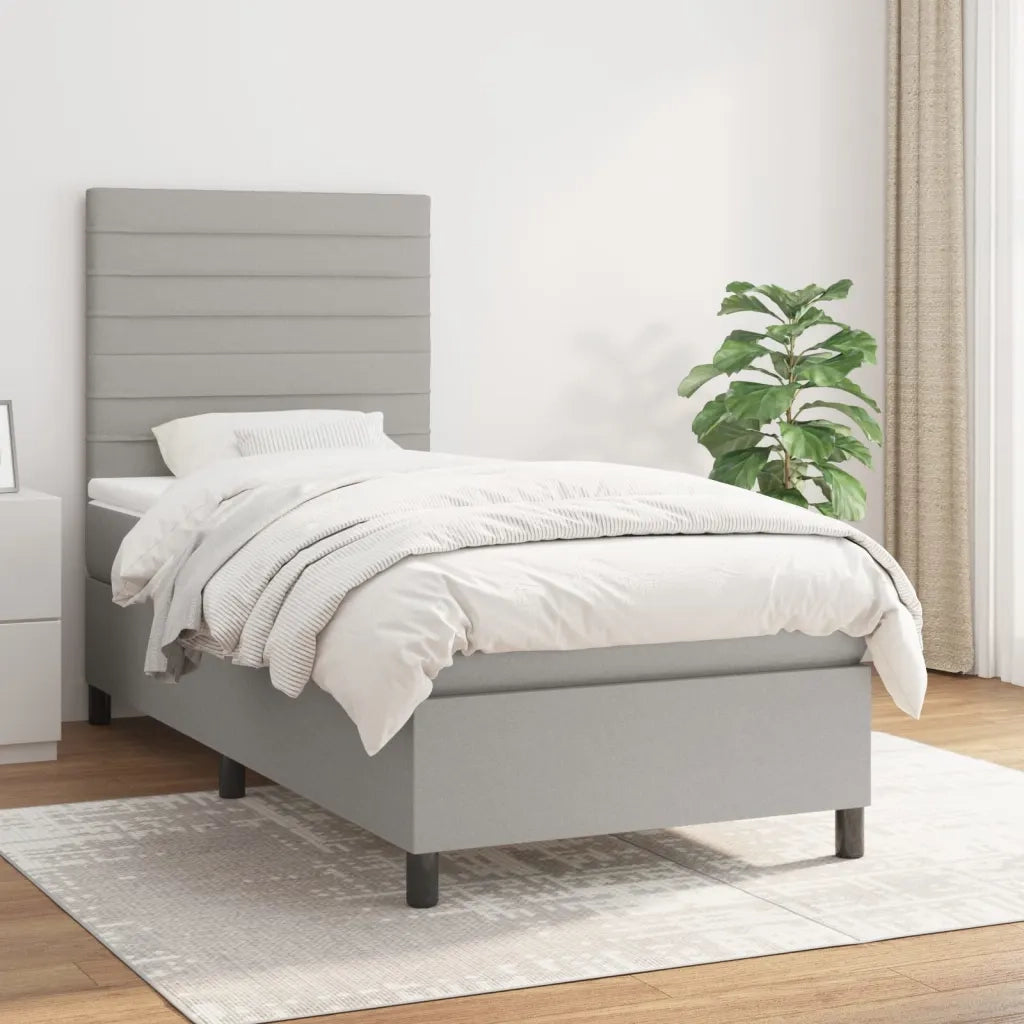 Giroletto a Molle con Materasso-Struttura Letto Grigio Chiaro 90x200 cm Tessuto 422029