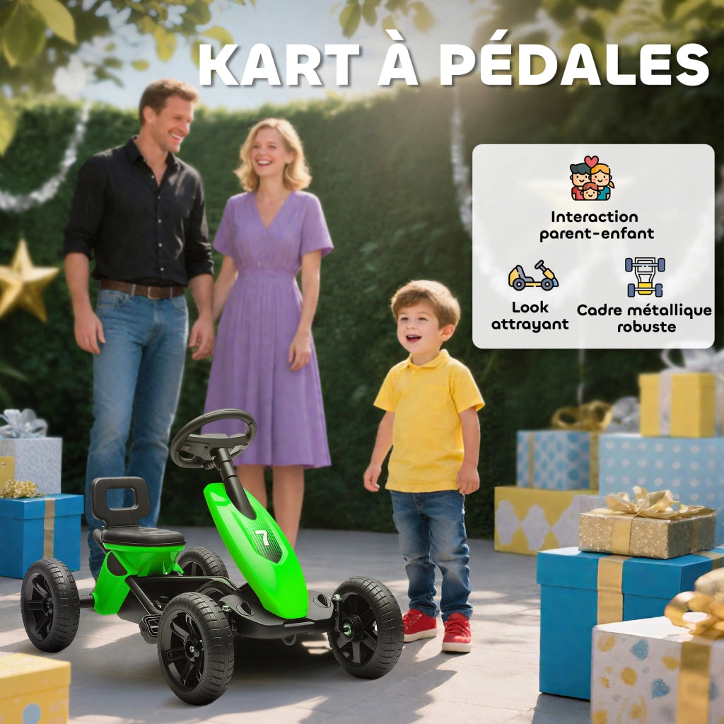 Go-kart a pedali per bambini 2-5 anni ¨C Xylo ¨C Ruote EVA silenziose verde