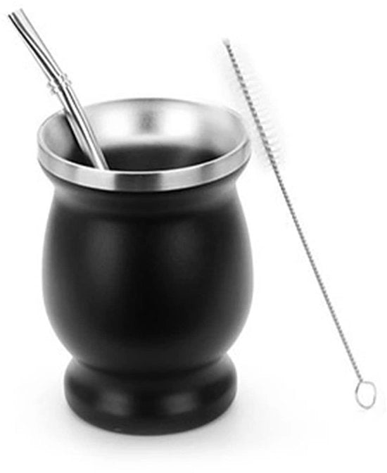 Set di tazze per Yerba Mate - Tazza in acciaio inossidabile - Yerba Mate cesto - Spazzola per pulizia - Leggero - Adatto per la preparazione del tè - Cesto per Yerba Mate