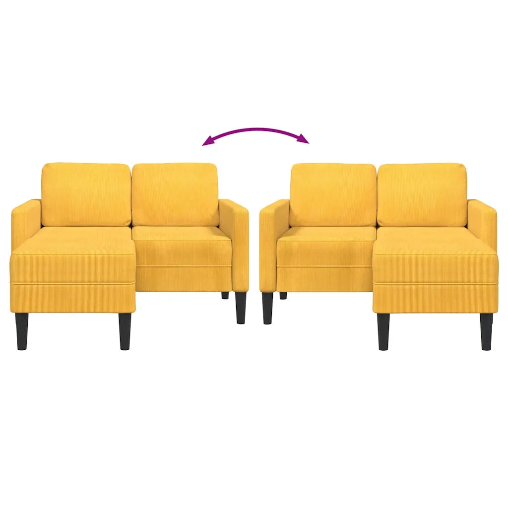 Divano | Divano da soggiorno | Sofa 2 Posti con Chaise longue a L Giallo Chiaro 125 cm Lino