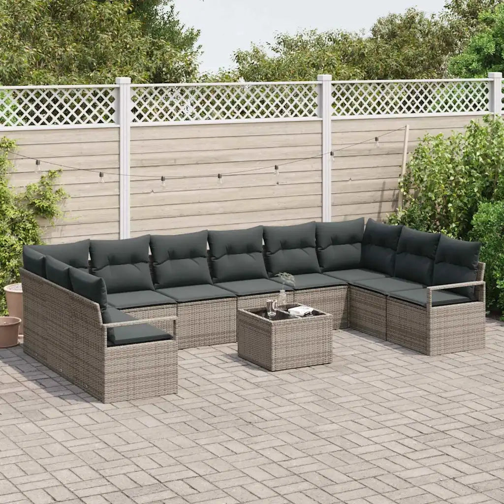 Set Divano da Giardino 11 pcs Grigio chiaro polyrattan 3355238