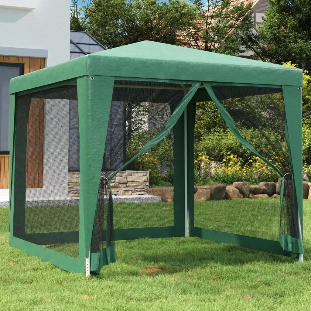 Tenda per Feste-Tenda Gazebo 4 Pareti Laterali in Rete Verde 2,5x2,5m HDPE