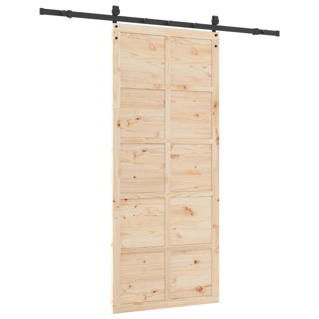 Porta scorrevole Naturale 100 x 208 cm Legno Massello di Pino 3445658