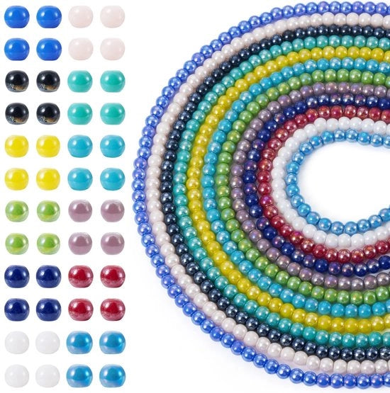 Collana di amicizia con 12 fili di vetro in forma di anello rotondo 4mm - per fare gioielli - DIY artigianato