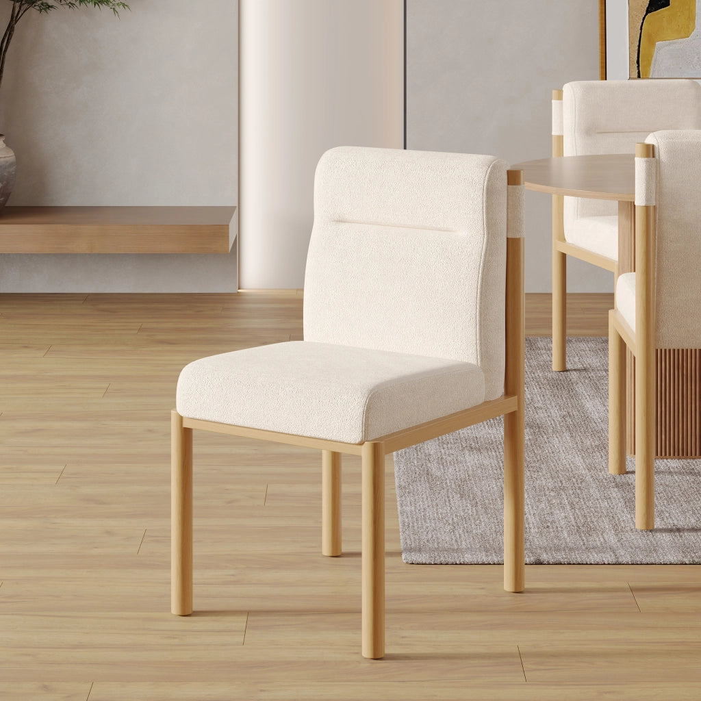 Set di 4 sedie da pranzo - Zephmum - Struttura effetto quercia, imbottitura spessa, tessuto Sherpa beige