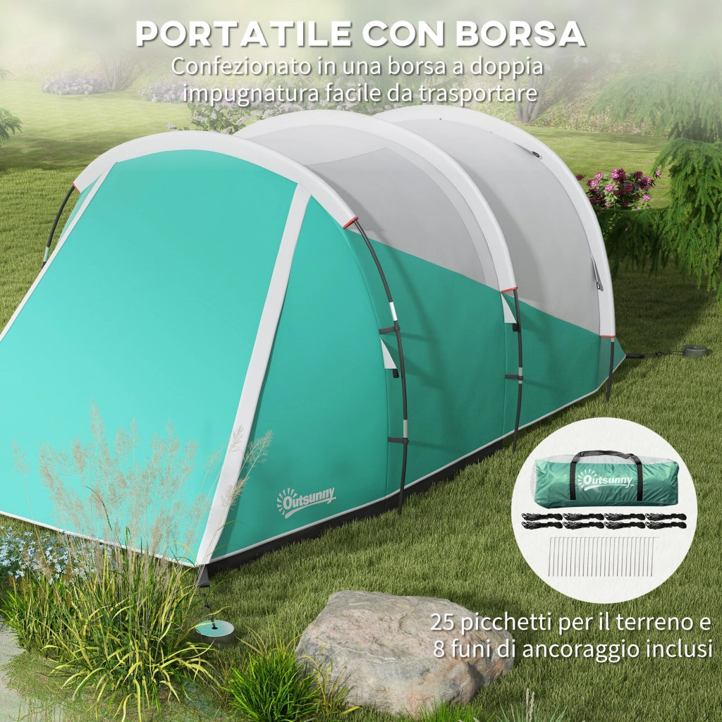 Tenda da Campeggio 3 Posti Impermeabile a Tunnel ¨C zephmum ¨C Verde 460x260x190 cm