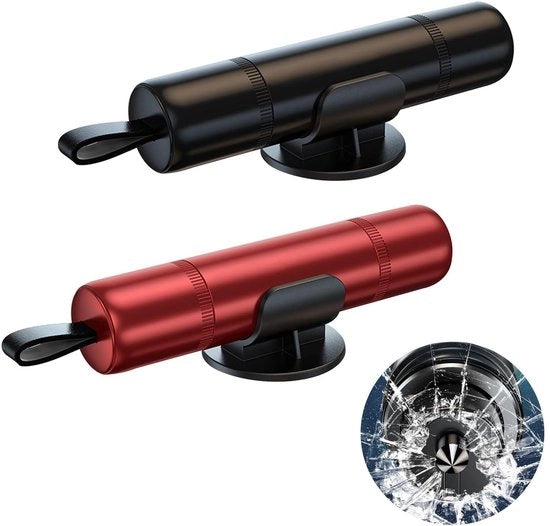 Kit di emergenza 2 in 1 - Morsa di sicurezza automatica - Rasoio per cavo - Protezione per vetri - Kit di emergenza per auto - Testa di martello in acciaio inox