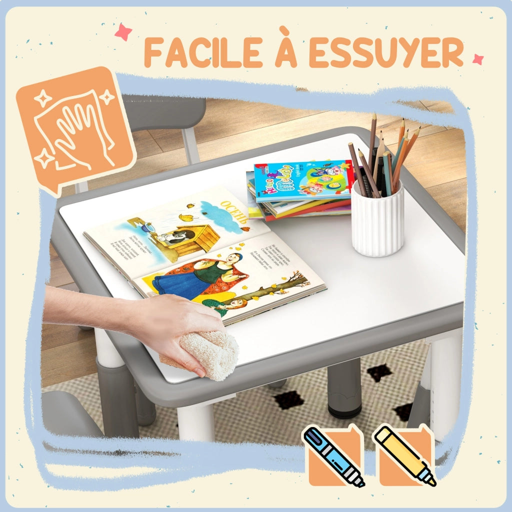 Set tavolo e sedie bambini regolabile ¨C Xylo ¨C 5 pezzi grigio