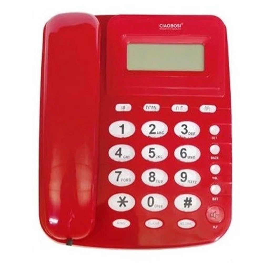 Trade Shop - Telefono Fisso Con Display Lcd Id Chiamante Tasti Grandi Design Ergonomico Tx-39108 -