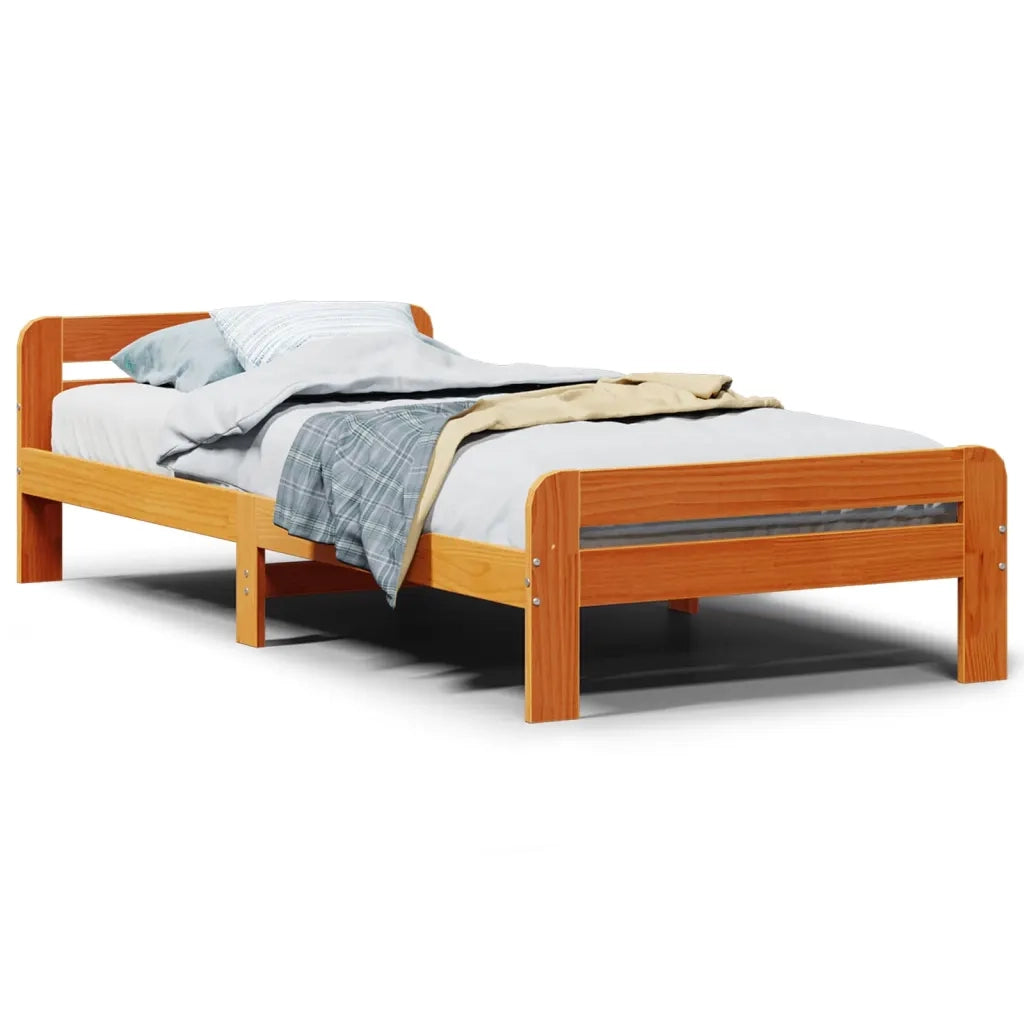 Letto senza Materasso Marrone Cera 75x190 cm in Legno di Pino 855498