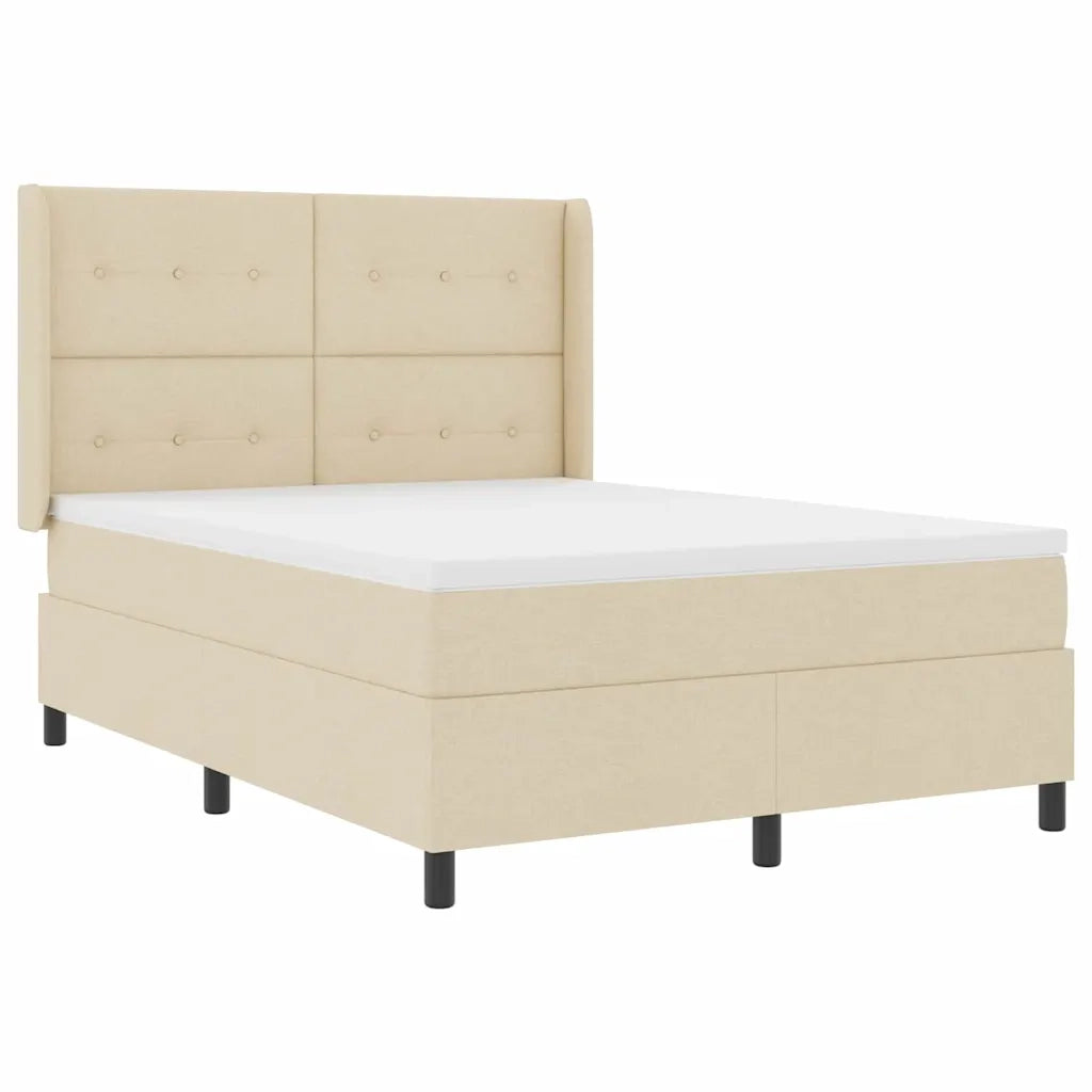 Letto a molle con materasso Crema 190 x 140 cm Tessuto 3341642