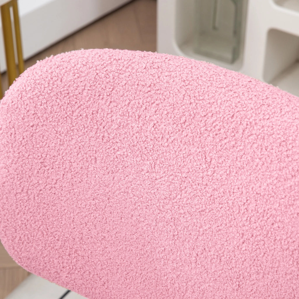 Sedia da ufficio girevole regolabile in altezza senza braccioli con schienale medio in poliestere rosa 48 × 53 × 80-90 cm