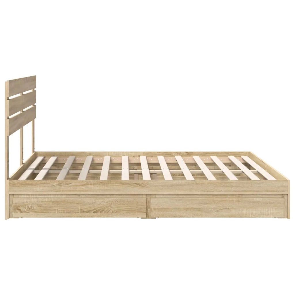 Letto con Contenitore con testiera-Struttura Letto con contenitore Rovere Sonoma 180 x 200 cm 882826