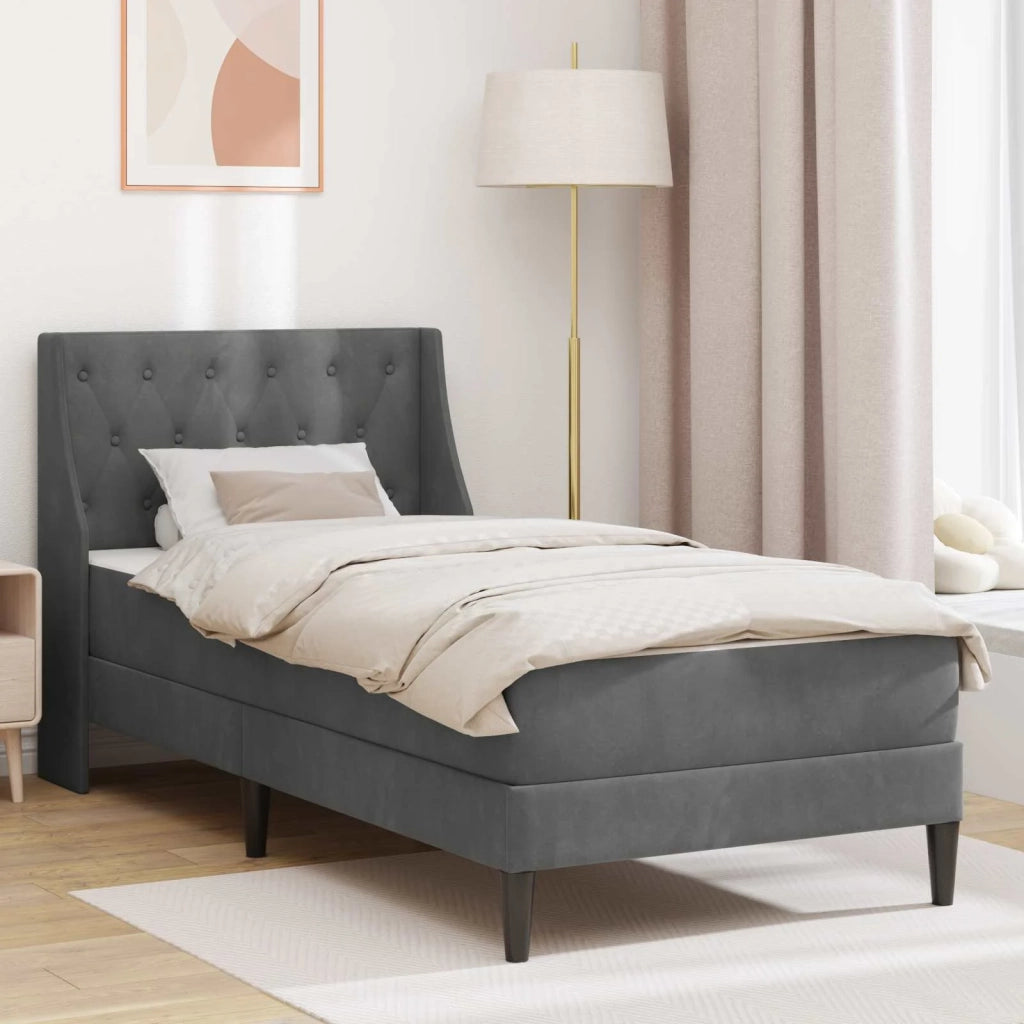Struttura letto con materasso-Giroletto Grigio scuro 90 x 200 cm Velluto 491110