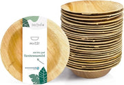 Set di 25 assorbenti per snack in foglia di palma biodegradabili - Rond Ø 14 cm - Ideali come piatto per zuppe, insalate o pasta - 200 ml