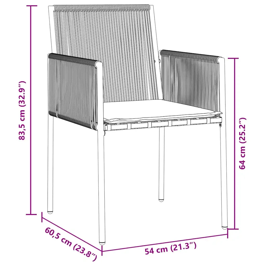Set da Pranzo per Giardino 7 pcs Nero Rattan in PE 3379112