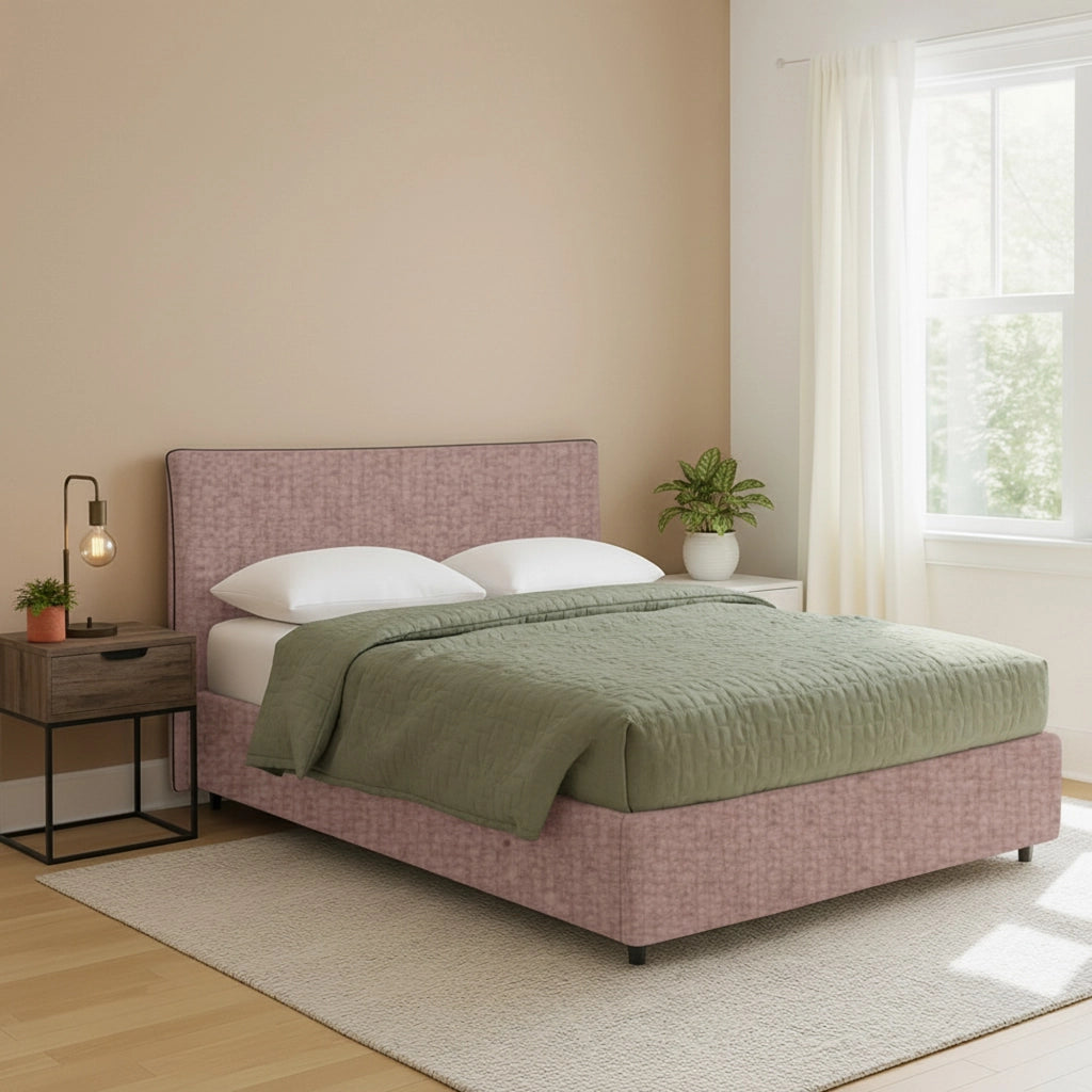 Crewe, Letto Matrimoniale Sfoderabile Made in Italy, Rosa Antico
