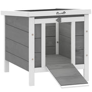 Gabbia per conigli in legno - Xylo - 51x42x43 cm grigio e bianco
