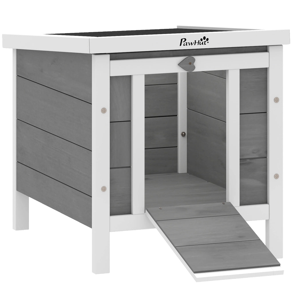 Gabbia per conigli in legno - Xylo - 51x42x43 cm grigio e bianco