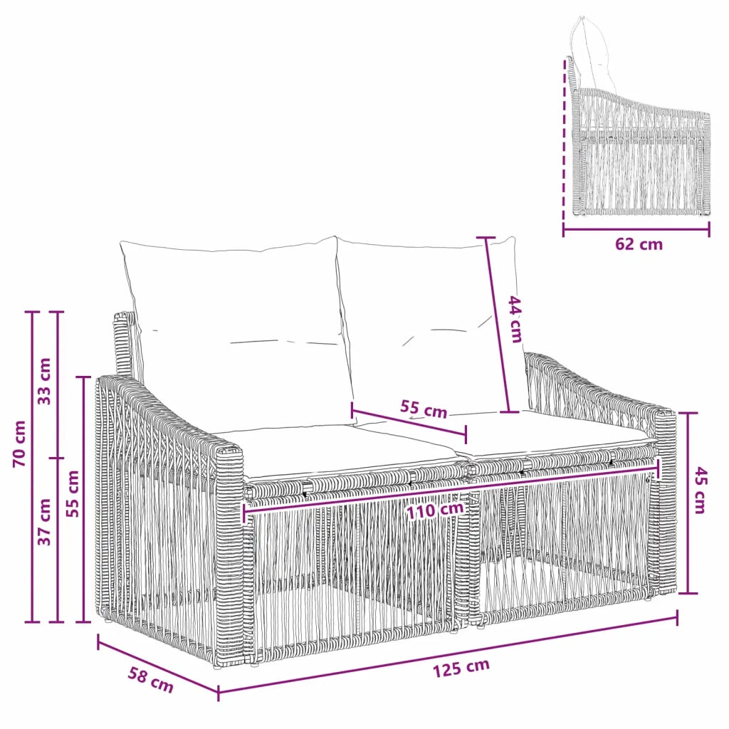 Divano da giardino 2-Numero di posti Grigio polyrattan 42026708