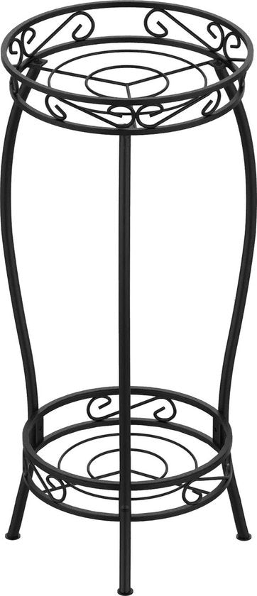 Stand per fiori in metallo 69 cm - 2 livelli per piante per interni ed esterni nero