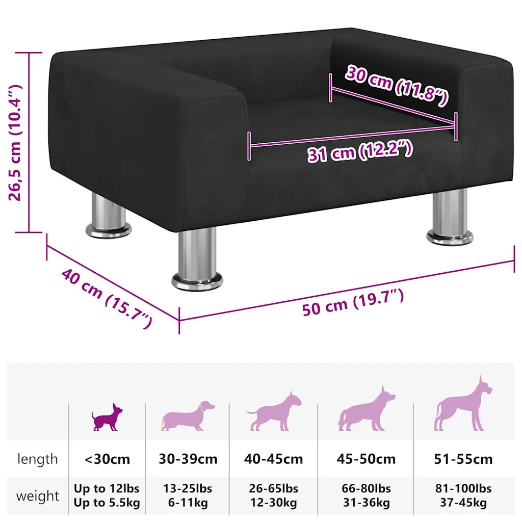 Lettino per Cani Nero 50x40x26,5 cm in Velluto 171929