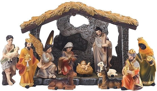 Statua in Gesso - Nascita di Gesù - Decorazione di Natale - Ornamenti Religiosi - Decorazione Esterna/Interni - Progetto Solido