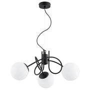 Lampada sospensione MIKA nera 3 globi bianchi E14 Alfa