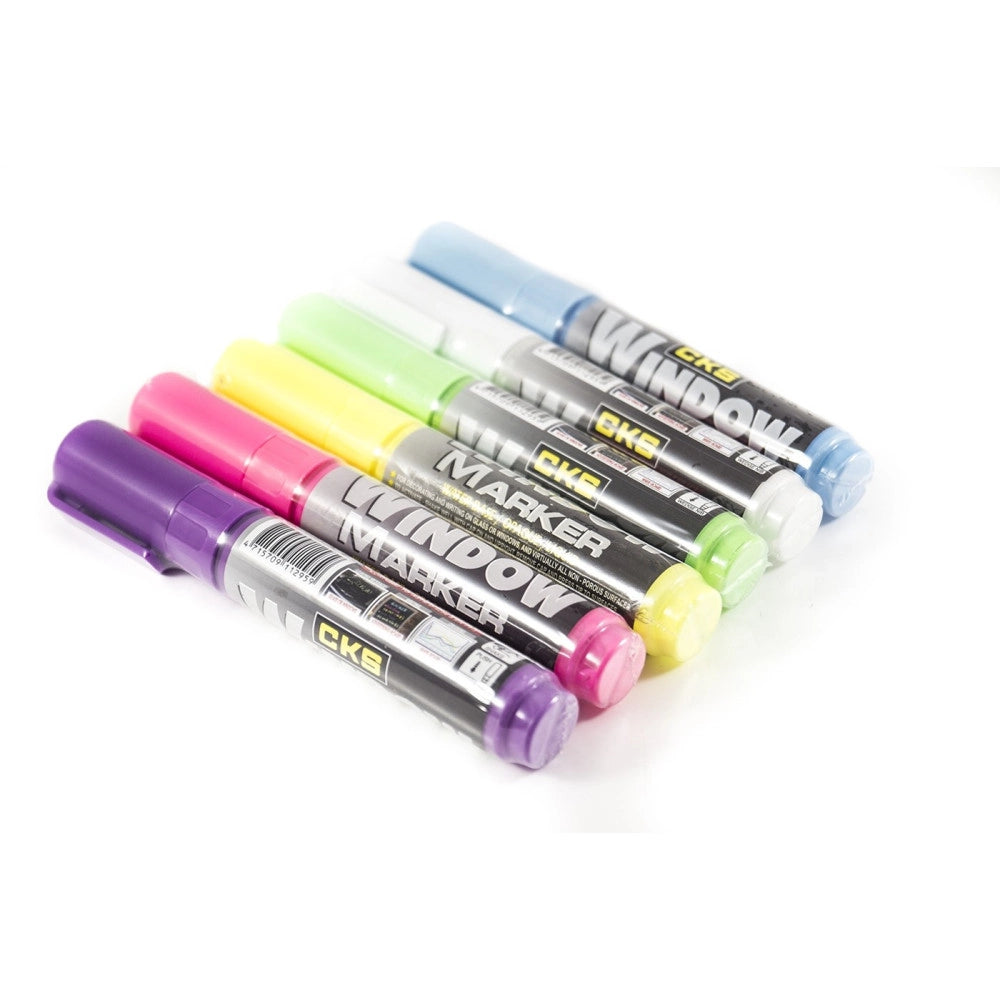 Trade Shop - Kit 6 Pennarelli Per Lavagna Luminosa A Led Ri-scrivibile Fluorescenti Fluo -