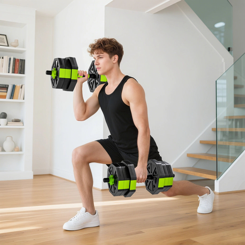 Set manubri regolabile 20 kg 6 in 1 ¨C zephmum ¨C come kettlebell con barra e supporto per flessioni