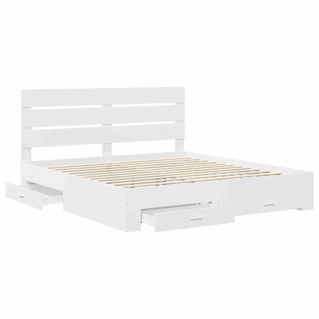 Letto matrimoniale | Letto per adulti | Struttura del letto Bianco 180 x 200 cm Legno multistrato