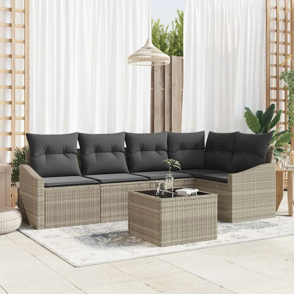Set Divano da Giardino 6 pcs Grigio chiaro polyrattan 3355401