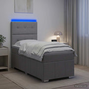 Letto Box Spring LED con Materasso Grigio Chiaro 100 x 200 cm 3455535