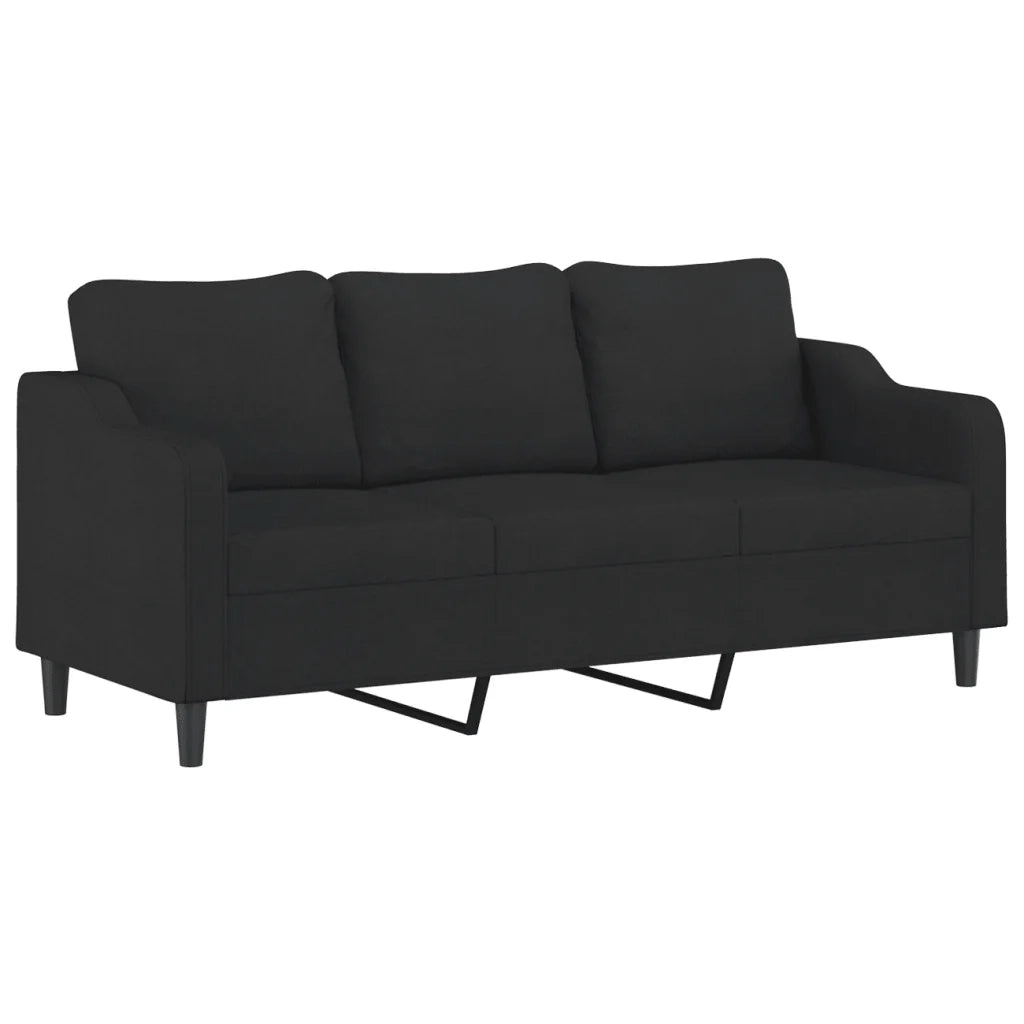 Divano a 3 Posti con Cuscini Nero 180 cm in Tessuto 3200857