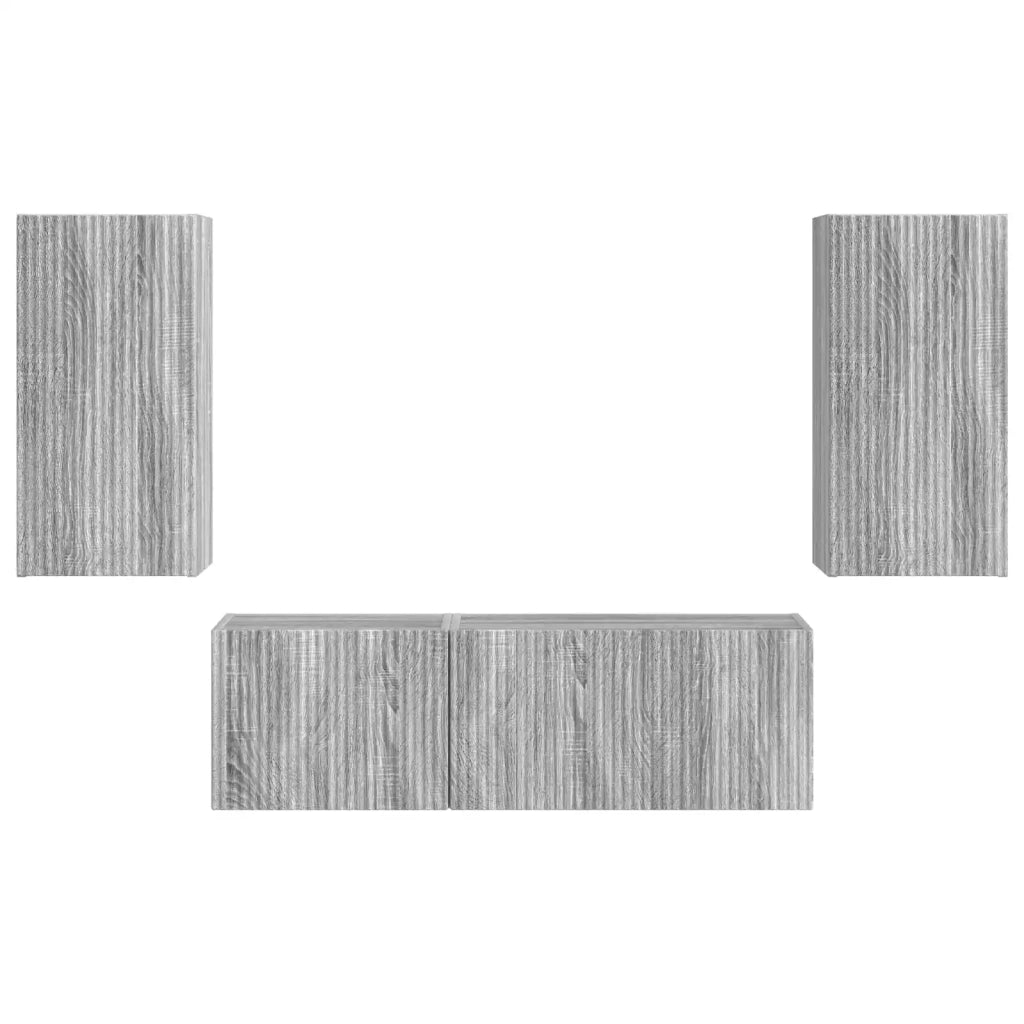 Set di Mobiletto da TV a Parete 4 pz | Armadietto TV | Mobile Porta TV Grigio Sonoma