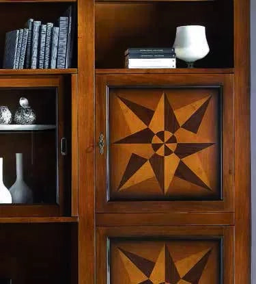 Parete attrezzata porta tv in legno tinta noce l.306 p.43 h.236 - Mobili 2G