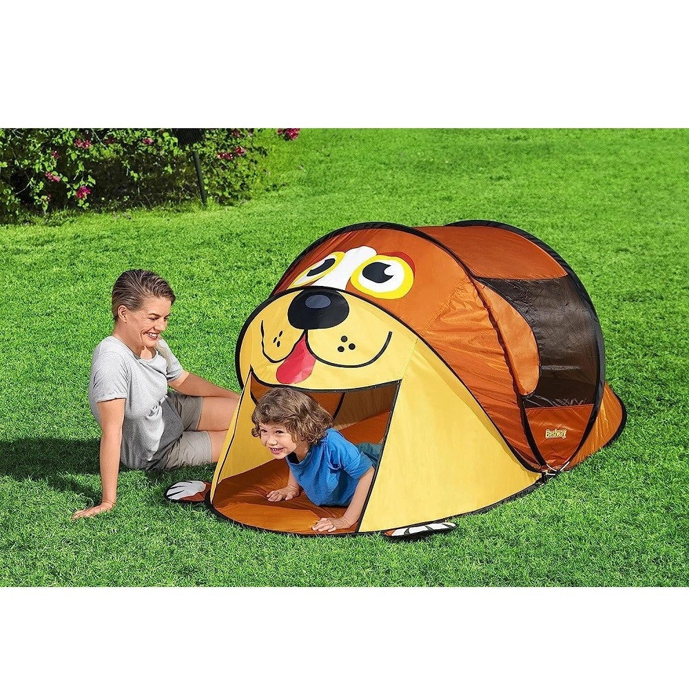 Trade Shop - Tenda Da Gioco Bambini A Forma Di Cane 2 Anni+ 182x96x81cm Interno Esterno 68108 -