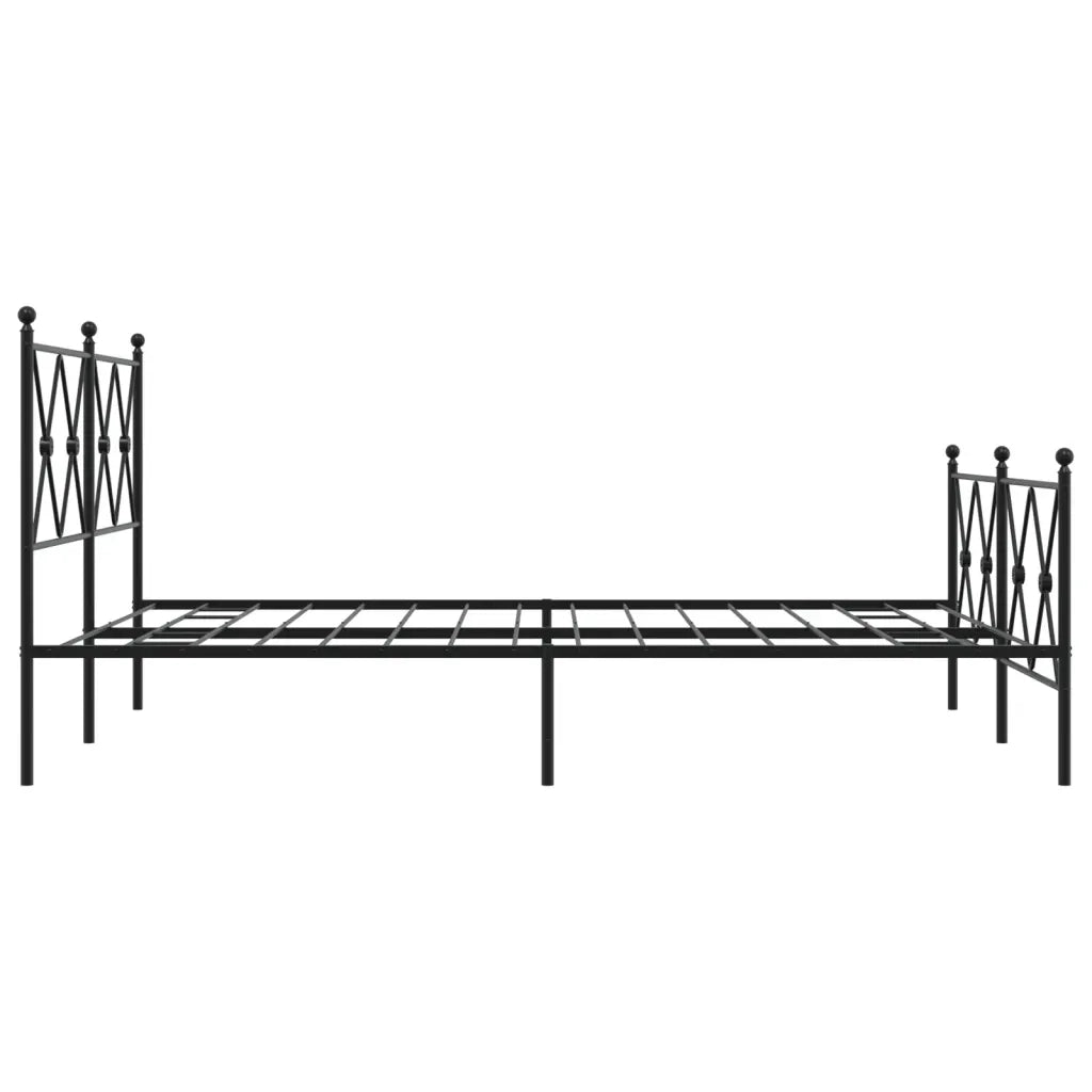 Letto matrimoniale | Letto per adulti | Giroletto con Testiera e Pediera Metallo Nero 140x190 cm