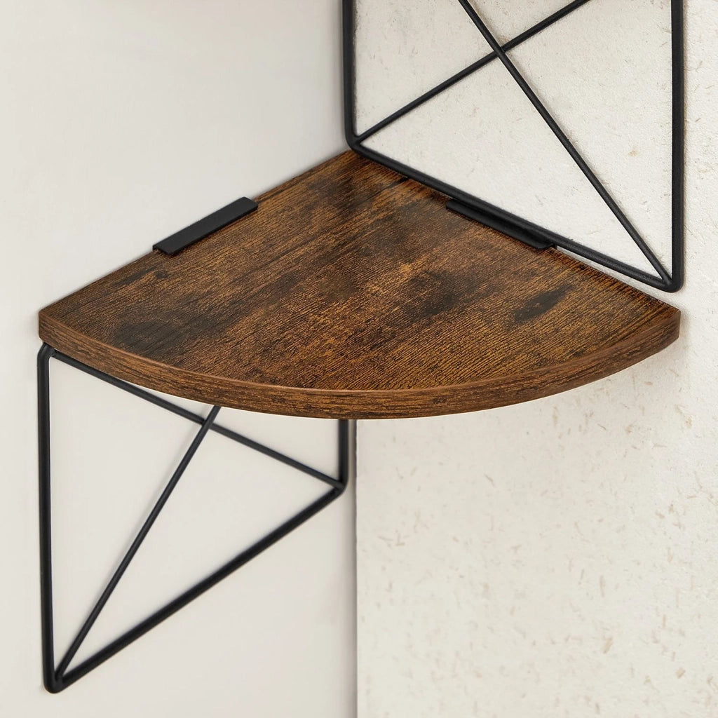 Mensola da parete angolare a 5 ripiani facile da montare per camera da letto soggiorno bagno cucina ufficio marrone rustico e nero 12_0005770