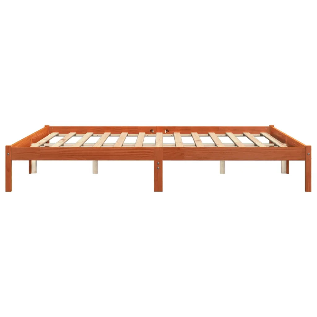 Giroletto senza Materasso-Struttura Letto Marrone Cera 200x200 cm Legno di Pino 269565