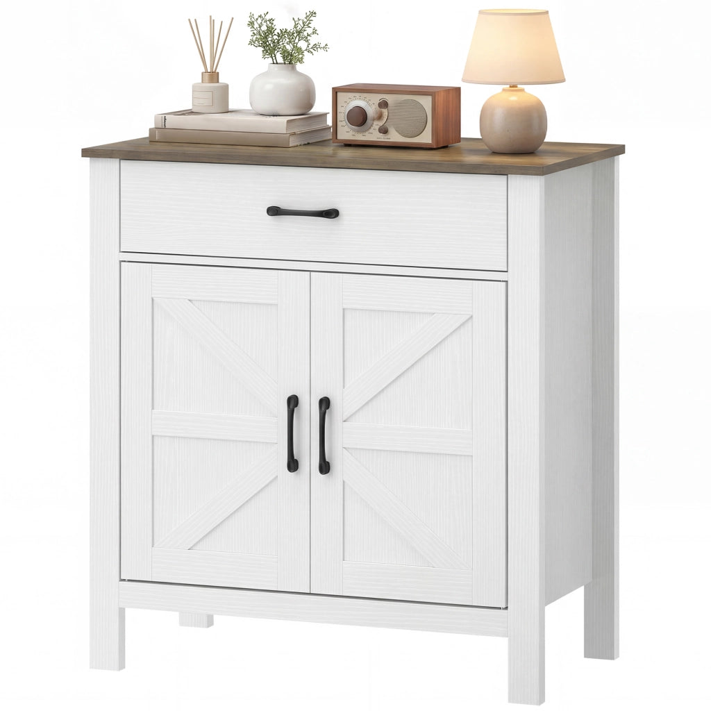 Mobile buffet salvaspazio ¨C Xylo ¨C 2 ante stile fienile, cassetto, ripiano regolabile, 77x39,3x81,5 cm