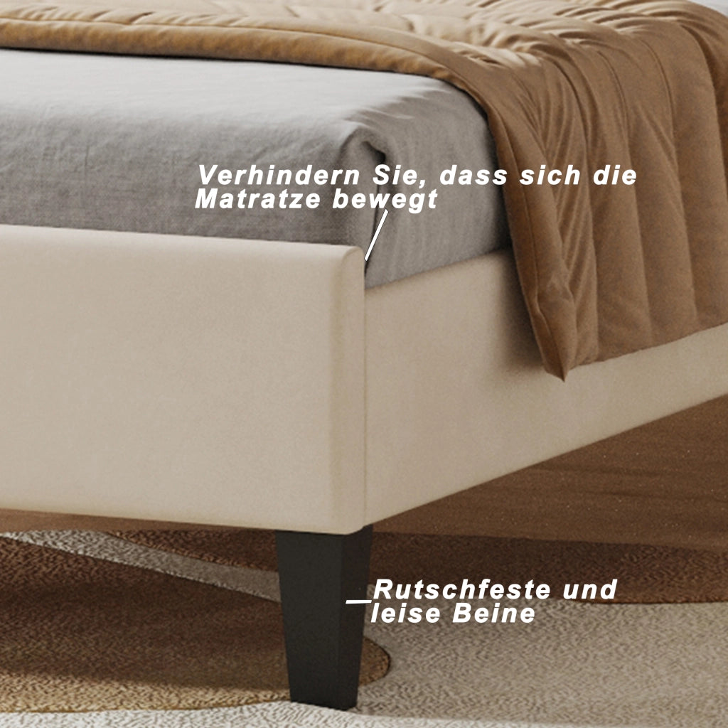 letto imbottito velluto beige 90 x 200 cm
